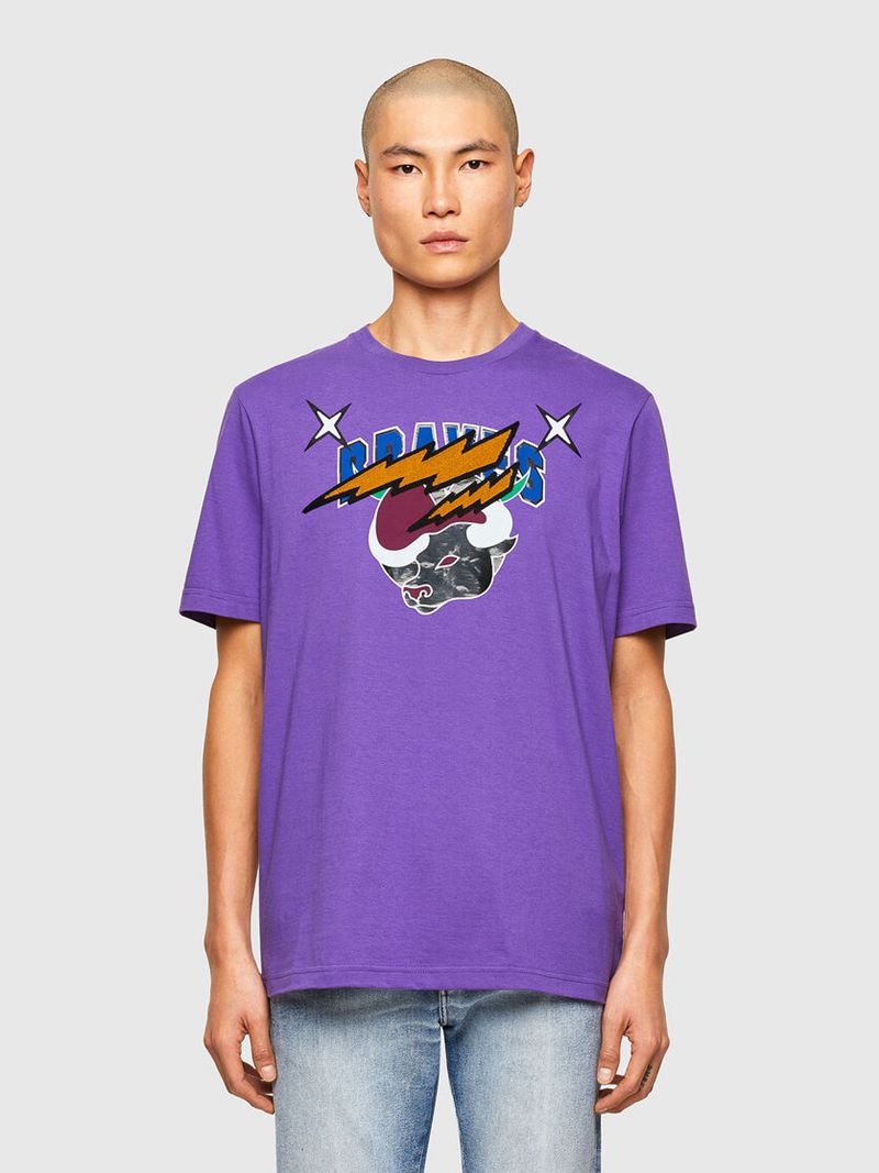 Camisetas Diesel Cl-T-Just-O1 Homem - Roxo ATQHL-7093